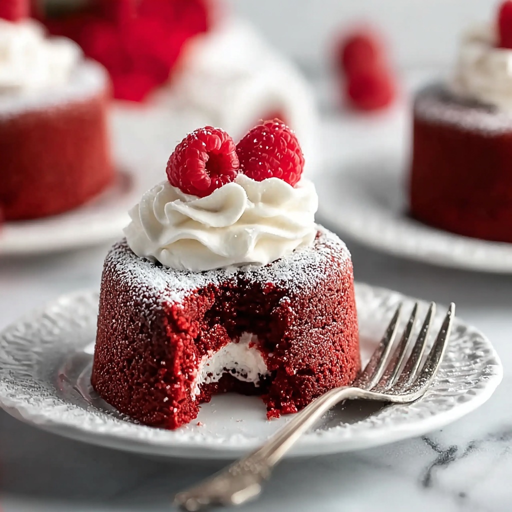 Irresistible Molten Red Velvet Cakes with Creamy Topping Recipe - Recipe Image