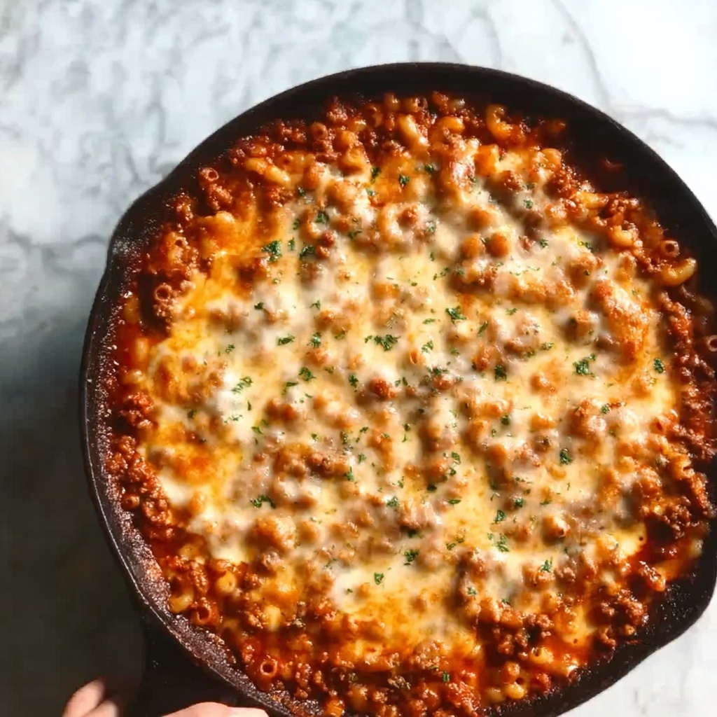 One-Skillet Cheesy Beef and Macaroni Recipe - Recipe Image