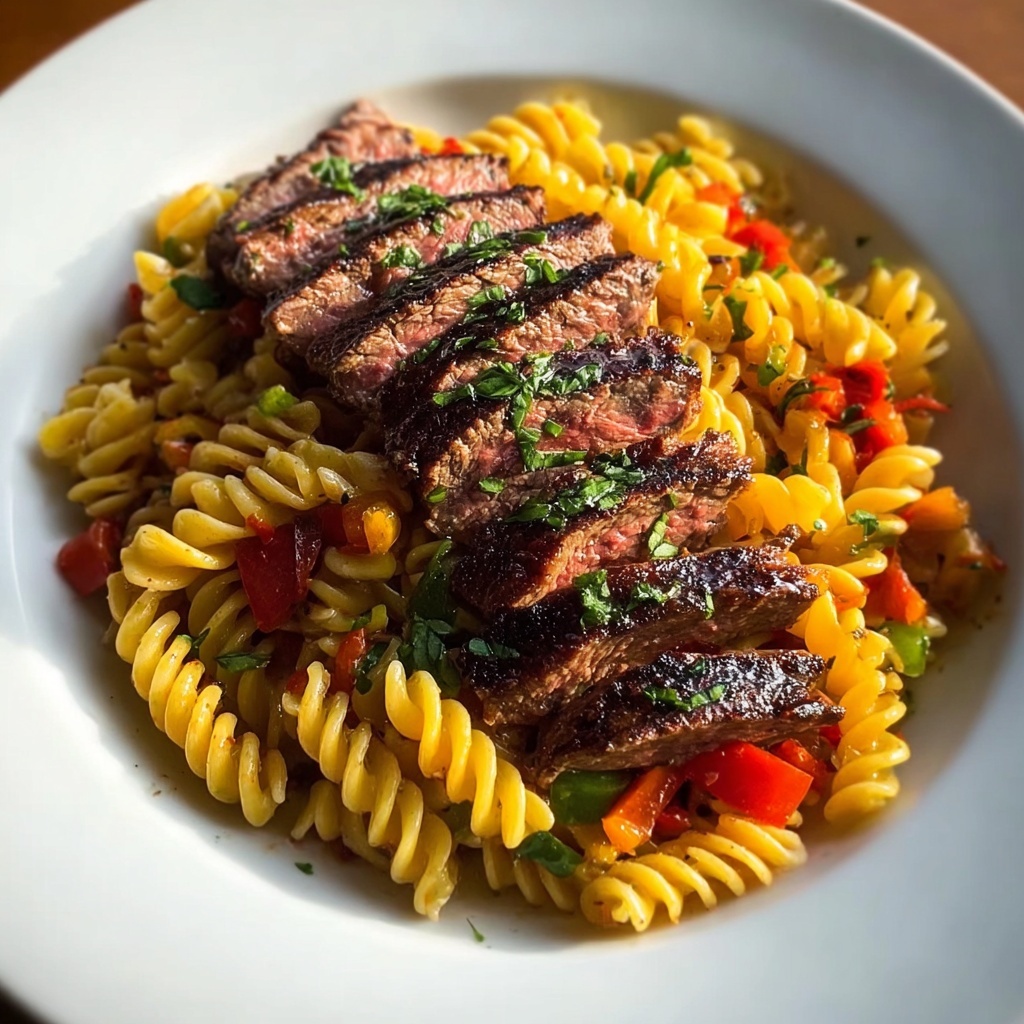 Sticky Honey Garlic Steak and Rotini Recipe - Recipe Image