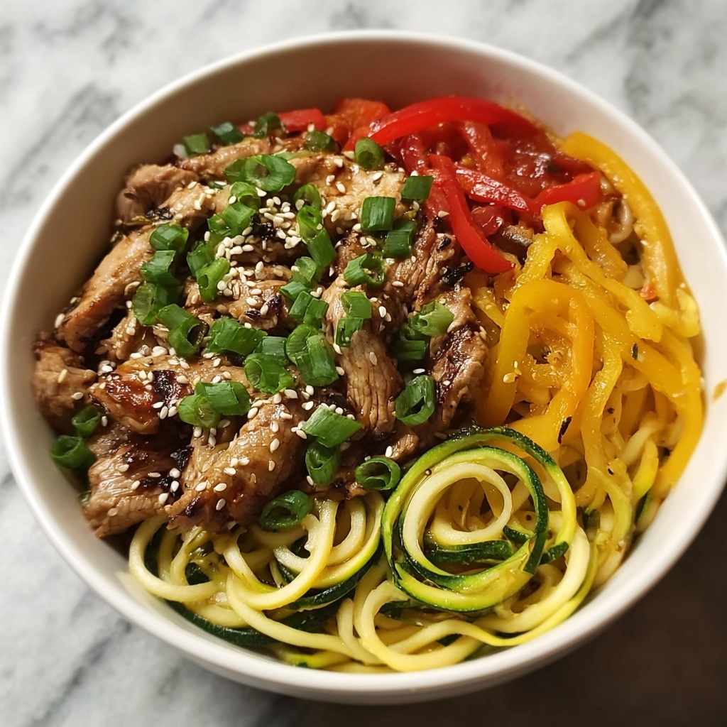 Garlic Chicken Zucchini Noodles Stir Fry Recipe - Recipe Image