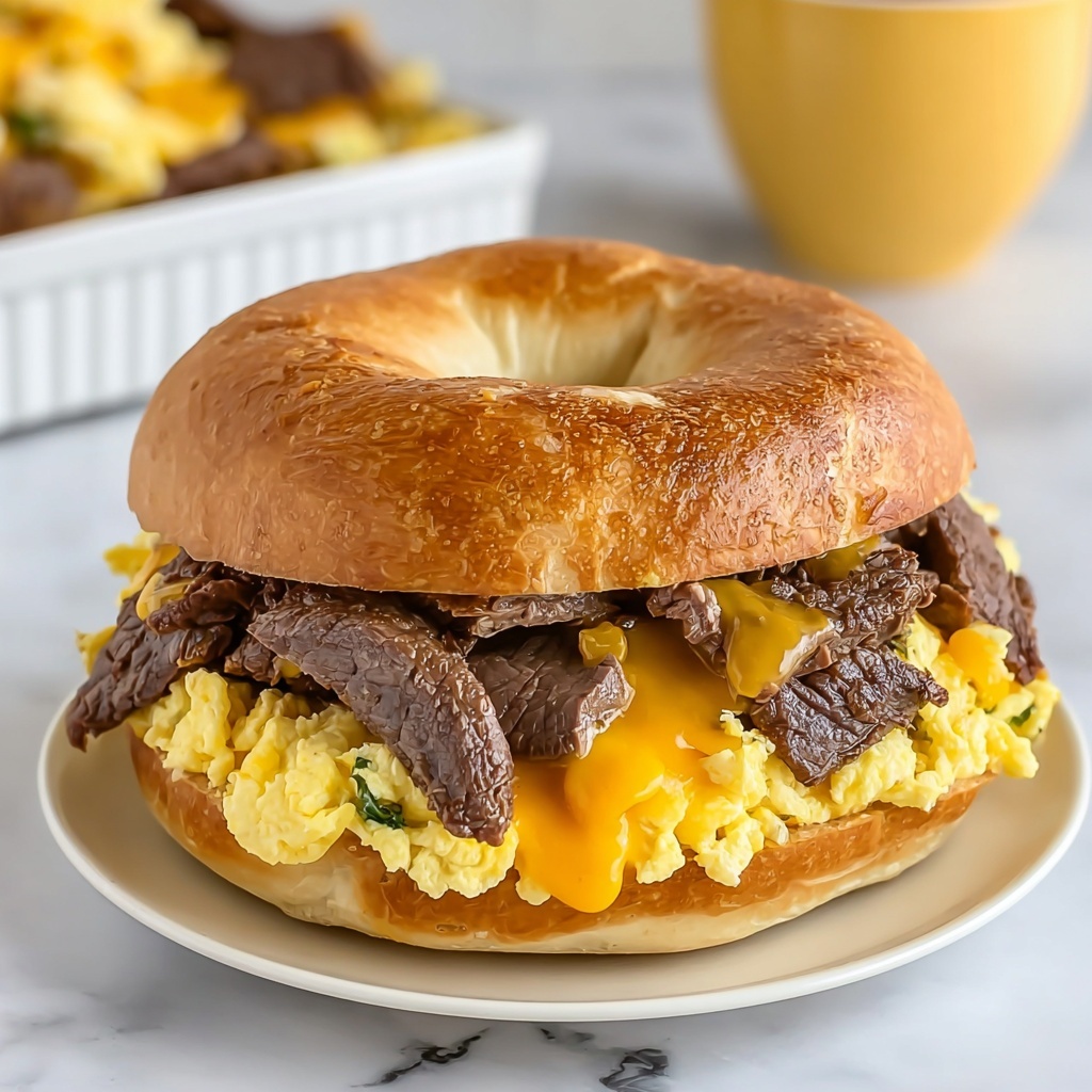Ultimate Steak, Egg, and Cheese Bagel Sandwich Recipe - Recipe Image