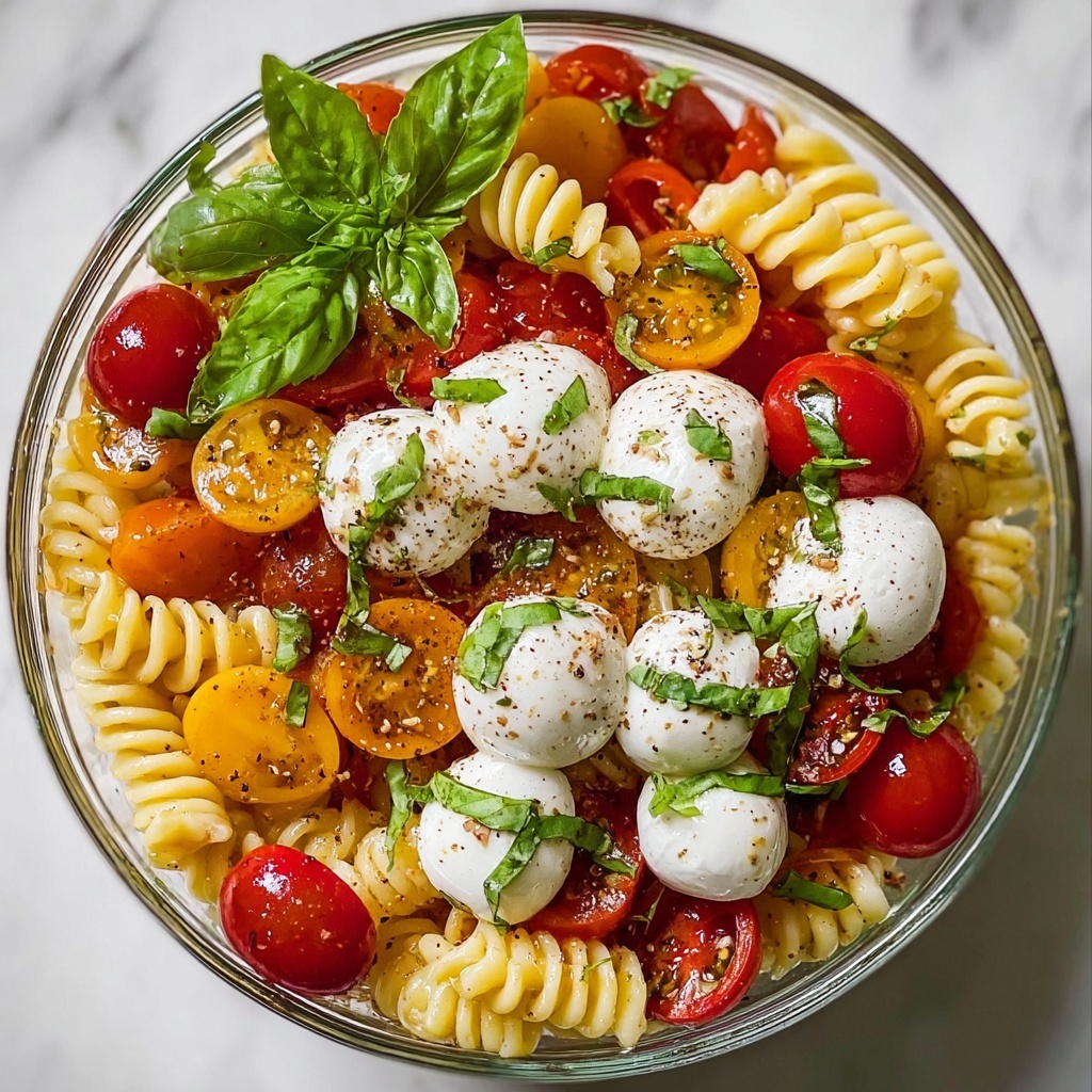 Creamy Caprese Pasta Salad Recipe - Recipe Image
