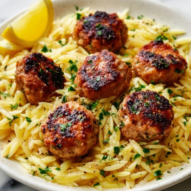 Greek Chicken Meatballs with Lemon Orzo Recipe