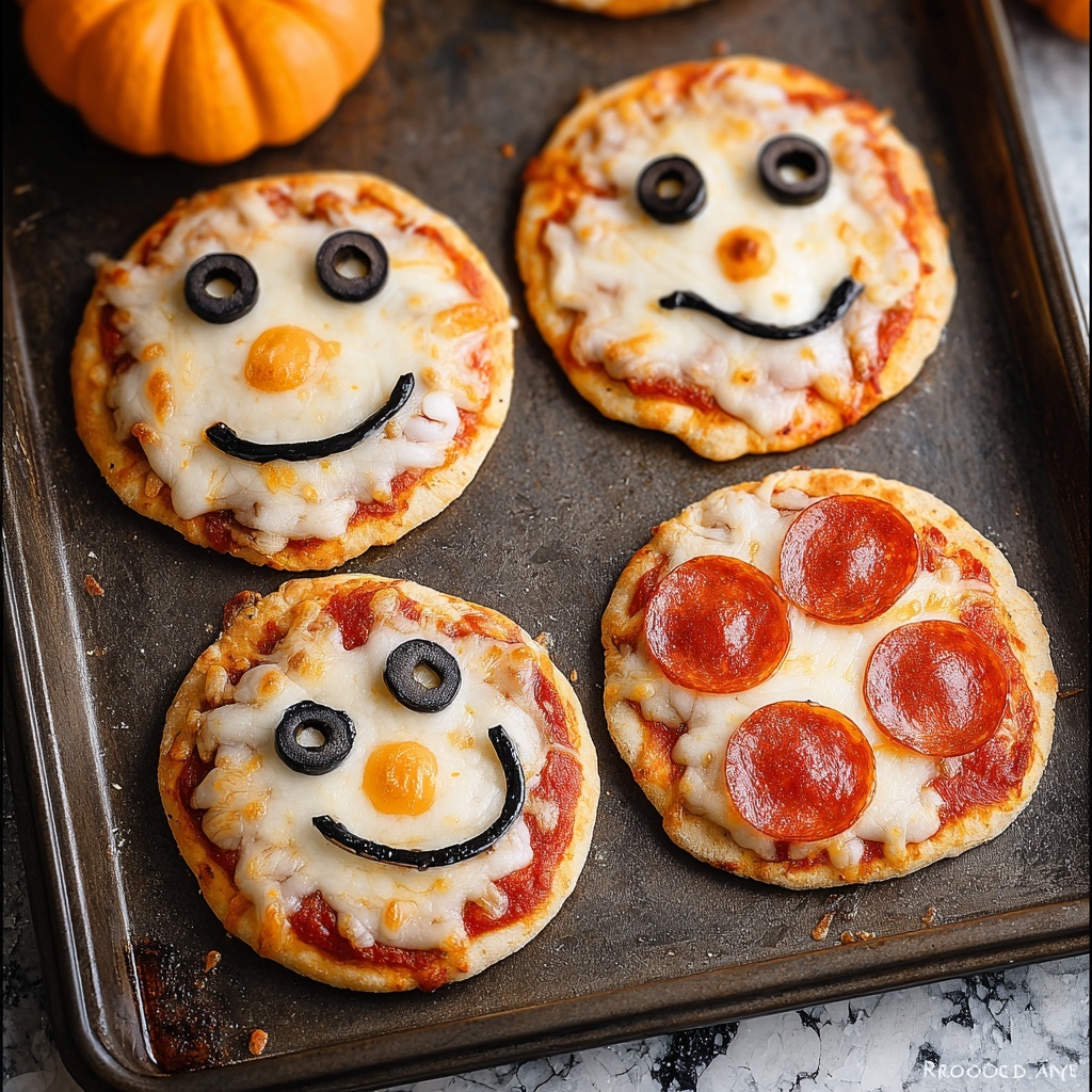 Easy Peasy Mini Halloween Pizzas Recipe - Recipe Image