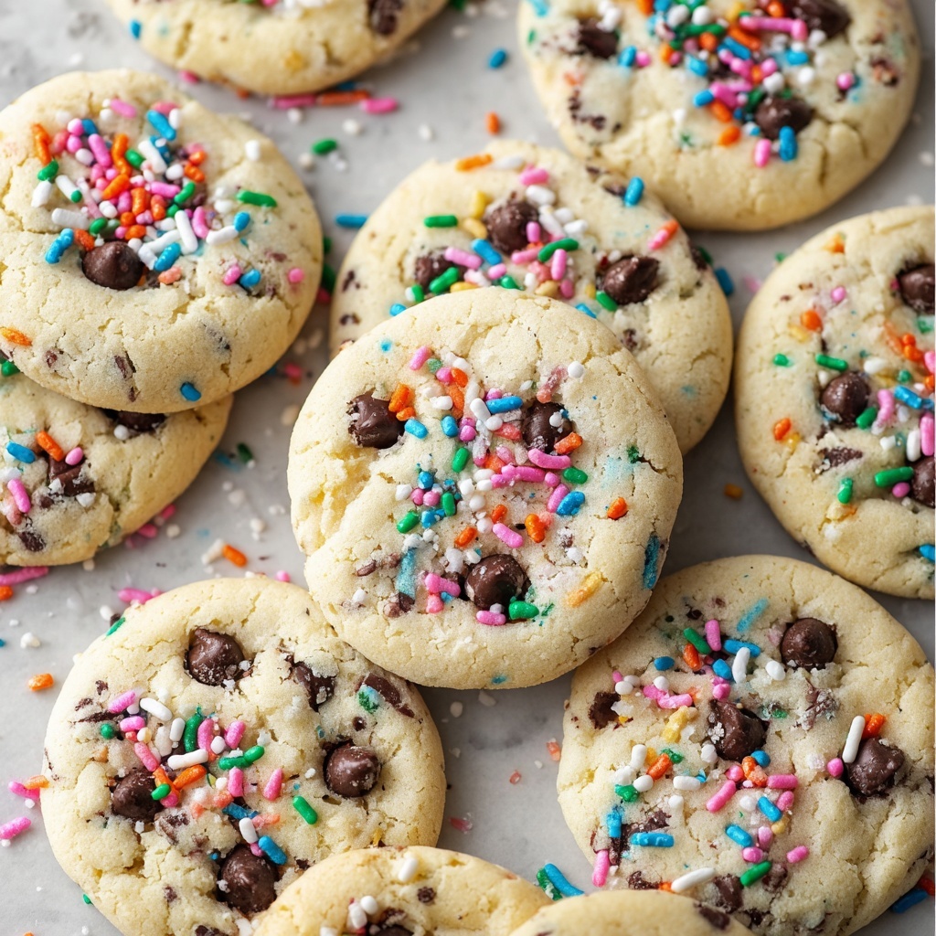 Cake Batter Chocolate Chip Cookies Recipe - Recipe Image