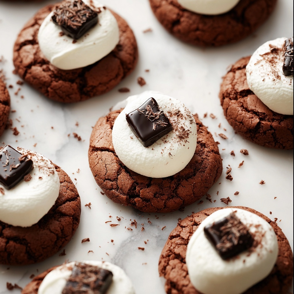 Hot Cocoa Cookies with Marshmallow and Chocolate Topping Recipe - Recipe Image