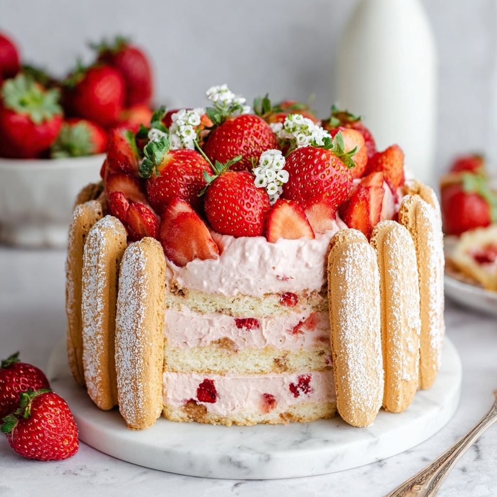 Vegan Strawberry Charlotte (Egg-Free & Gelatin-Free) Recipe - Recipe Image