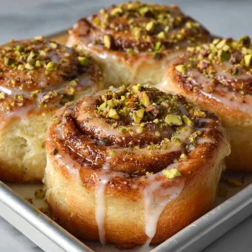 White Chocolate Pistachio Cinnamon Rolls Recipe - Recipe Image