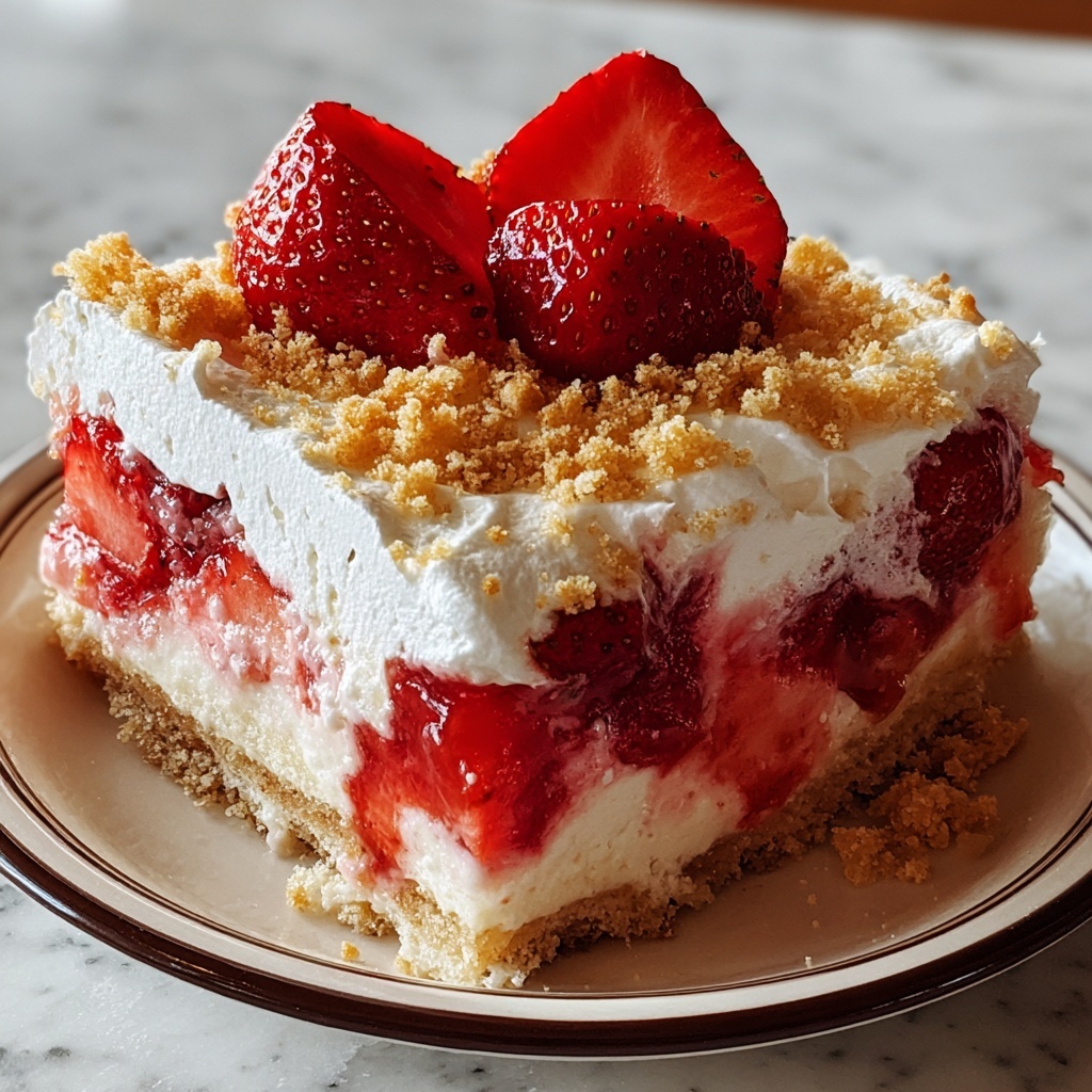 Simple No Bake Strawberry Cheesecake Lasagna Recipe - Recipe Image
