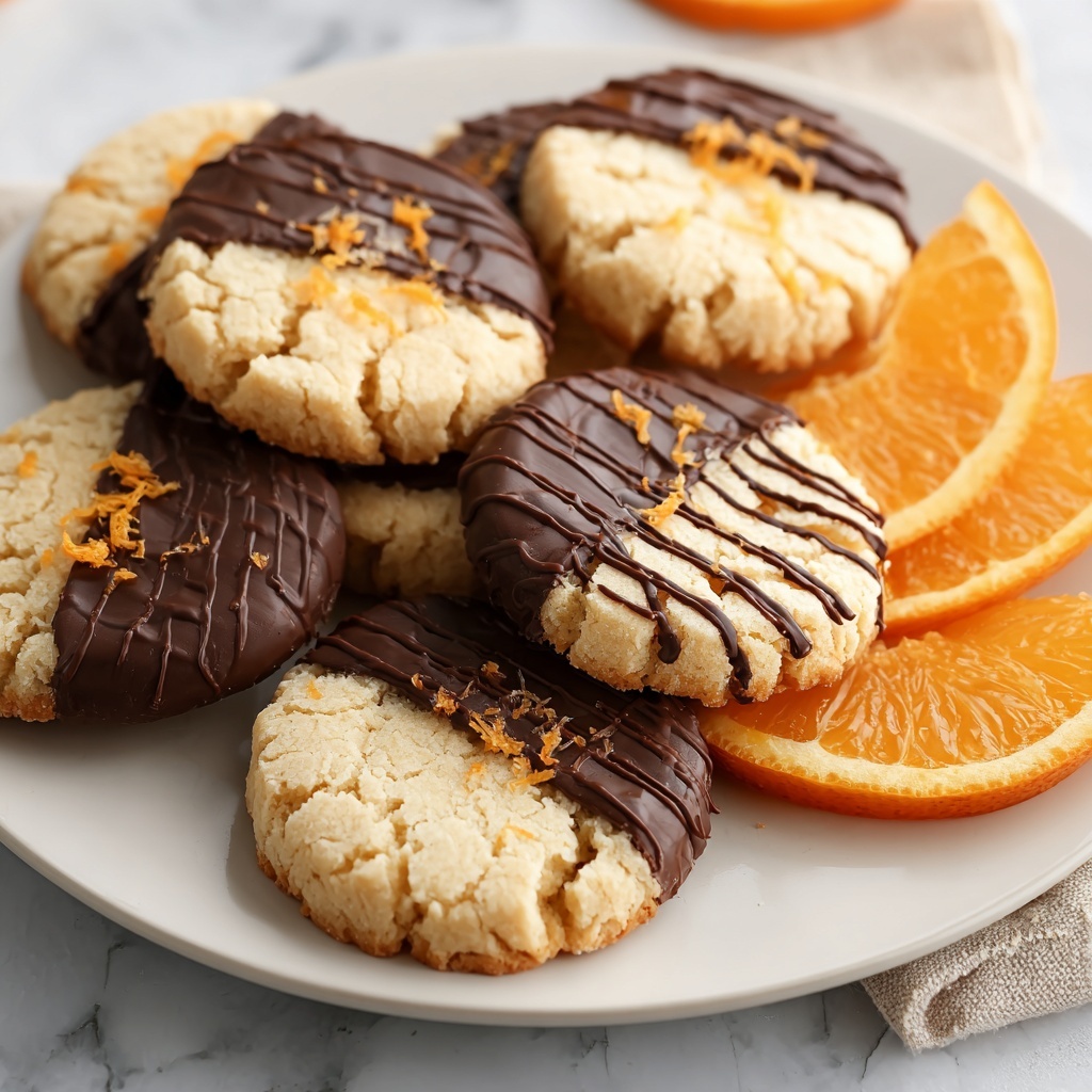 Chocolate Dipped Orange Shortbread Cookies Recipe - Recipe Image