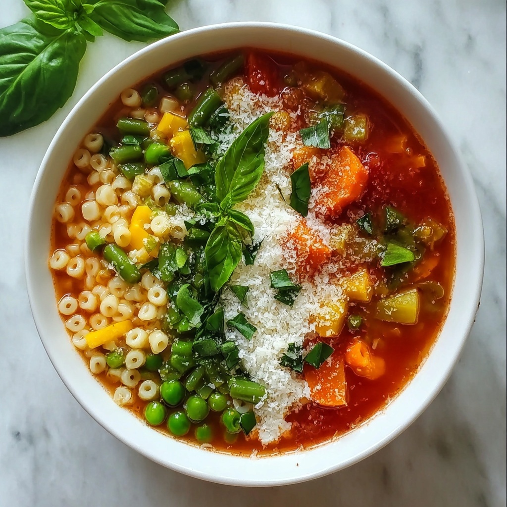 Hearty Vegetable Minestrone Soup with Pasta and Parmesan Recipe - Recipe Image