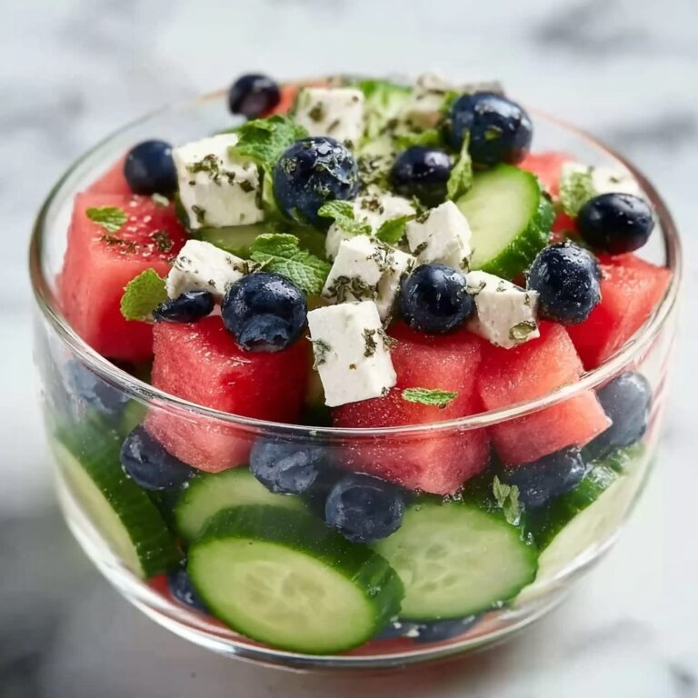 Watermelon Feta Salad with Cucumber and Blueberries Recipe