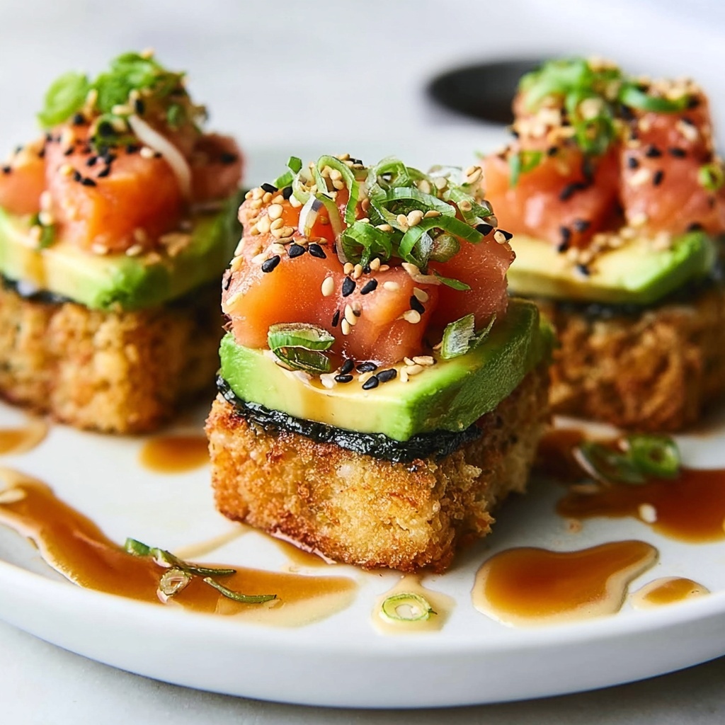 Crispy Rice Sushi Cupcakes with Smoked Salmon and Avocado Recipe - Recipe Image