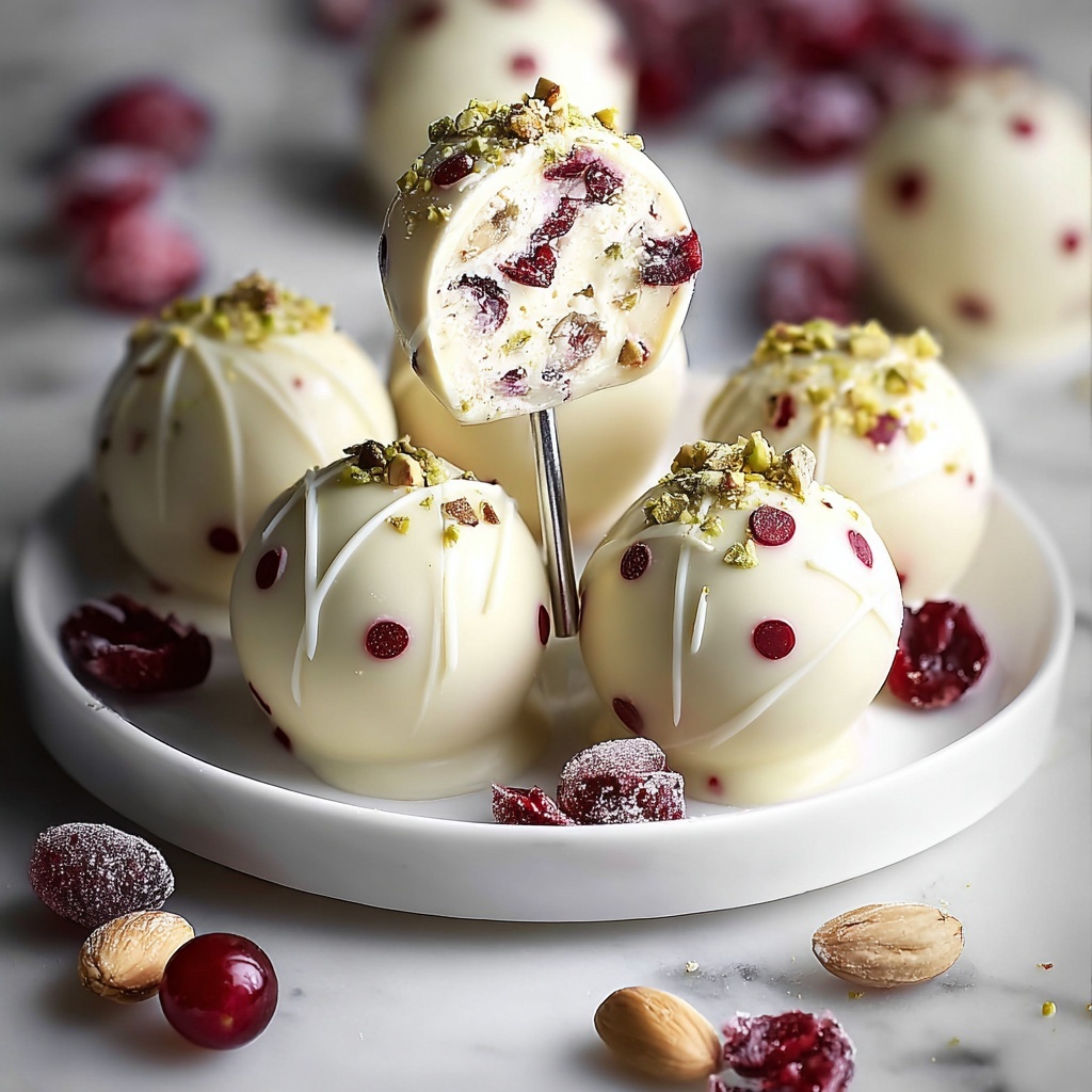 Cranberry Pistachio White Chocolate Truffles Recipe - Recipe Image
