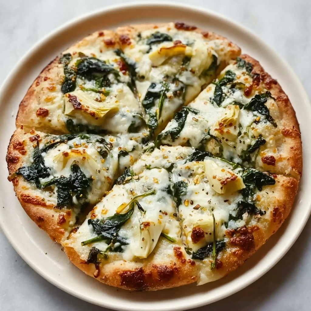 High Protein Spinach Artichoke Pizza Recipe - Recipe Image