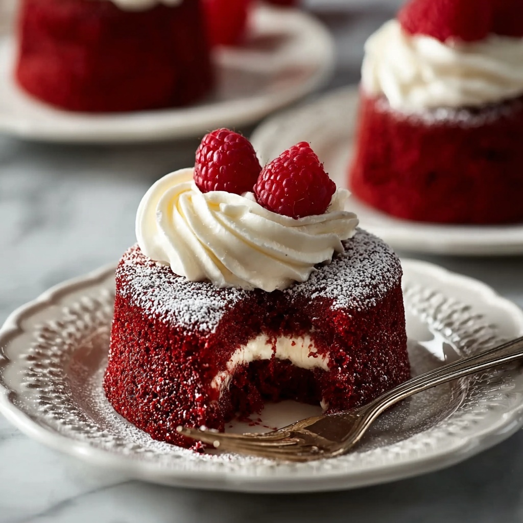 Irresistible Molten Red Velvet Cakes with Creamy Topping Recipe - Recipe Image