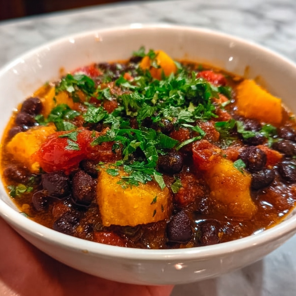 Slow Cooker Sweet Potato Black Bean Chili Recipe - Recipe Image