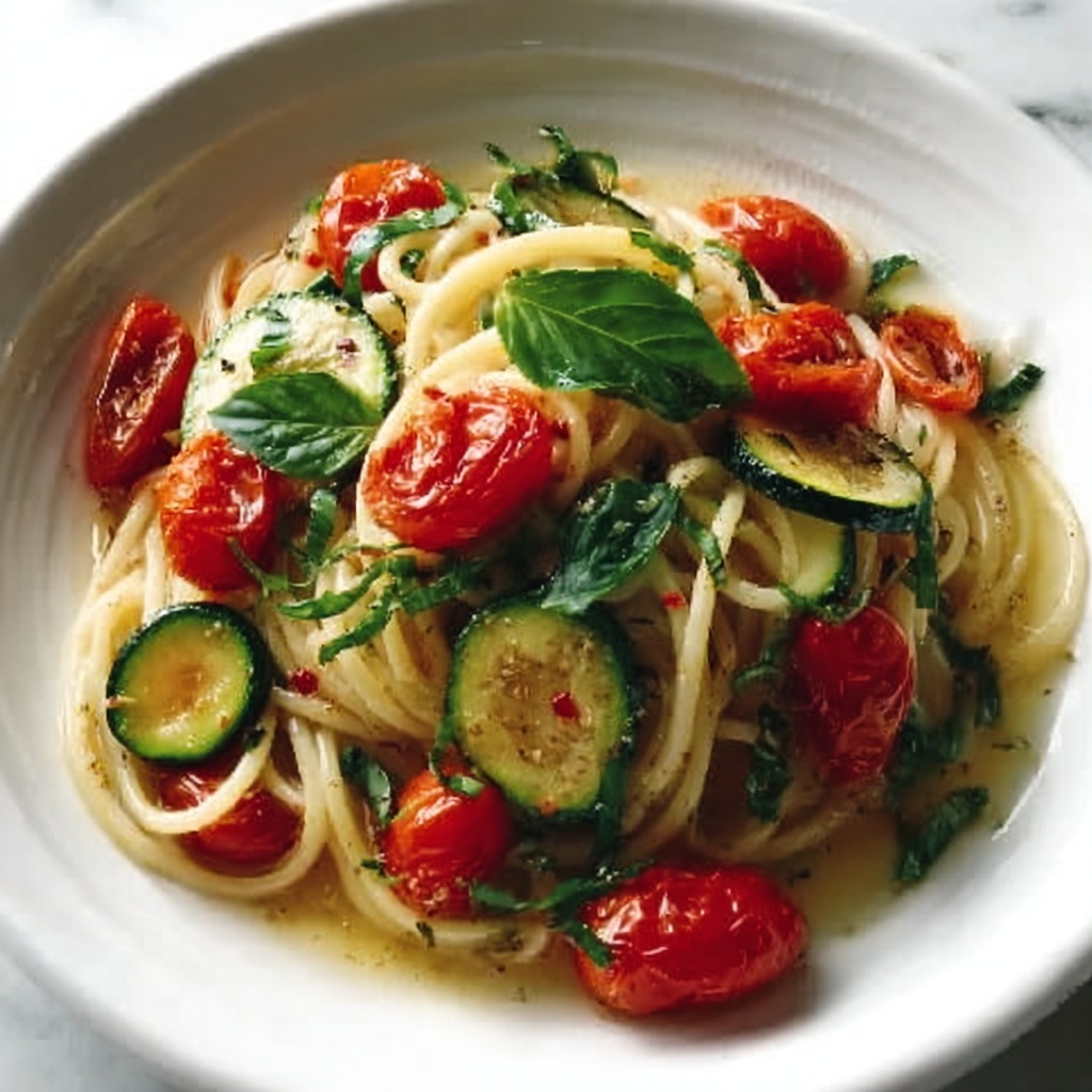 Zucchini and Tomato Pasta Recipe - Recipe Image