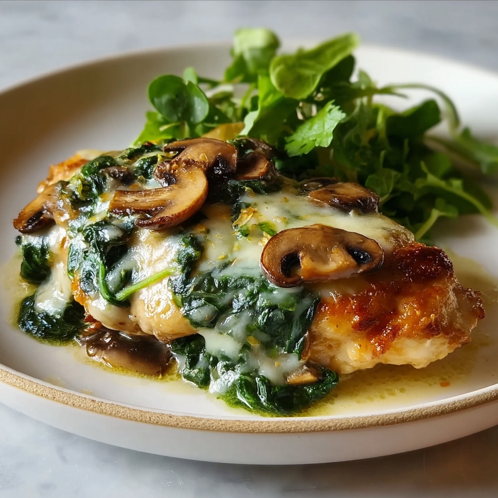 Spinach and Mushroom Smothered Chicken: 5 Comforting Steps Recipe - Recipe Image