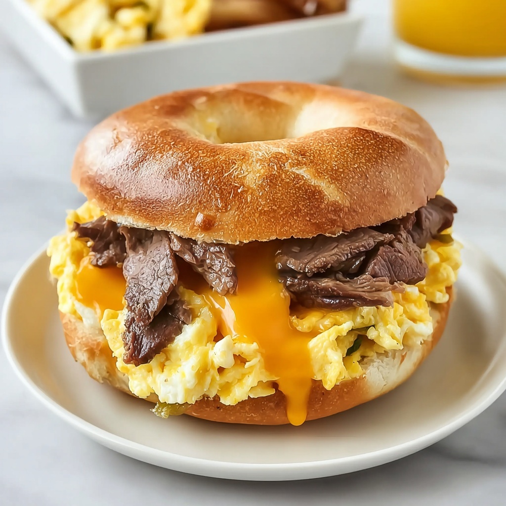 Ultimate Steak, Egg, and Cheese Bagel Sandwich Recipe - Recipe Image
