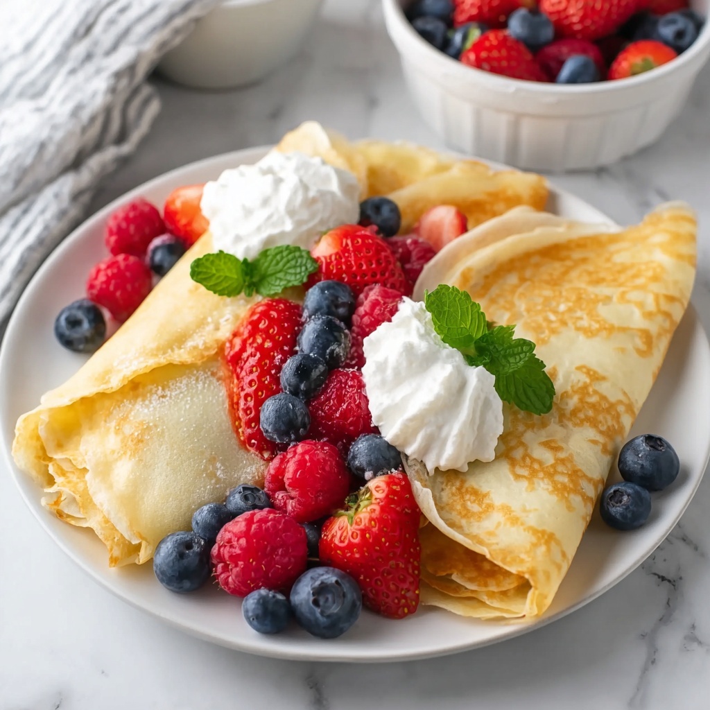 Delicious Egg White Crepes with Fresh Berries Delight Recipe - Recipe Image
