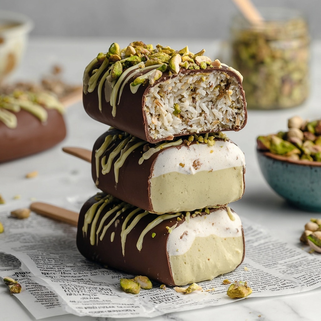 Vegan Dubai Pistachio Chocolate Ice Cream Bars Recipe - Recipe Image
