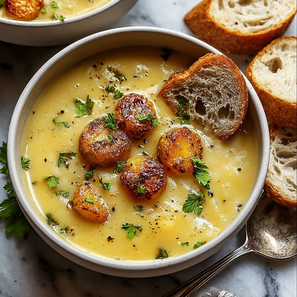Hearty Cheddar Garlic Herb Potato Soup Recipe - Recipe Image