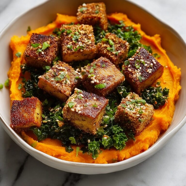 Maple Miso Whipped Sweet Potatoes with Cornmeal-Crusted Tofu Nuggets Recipe