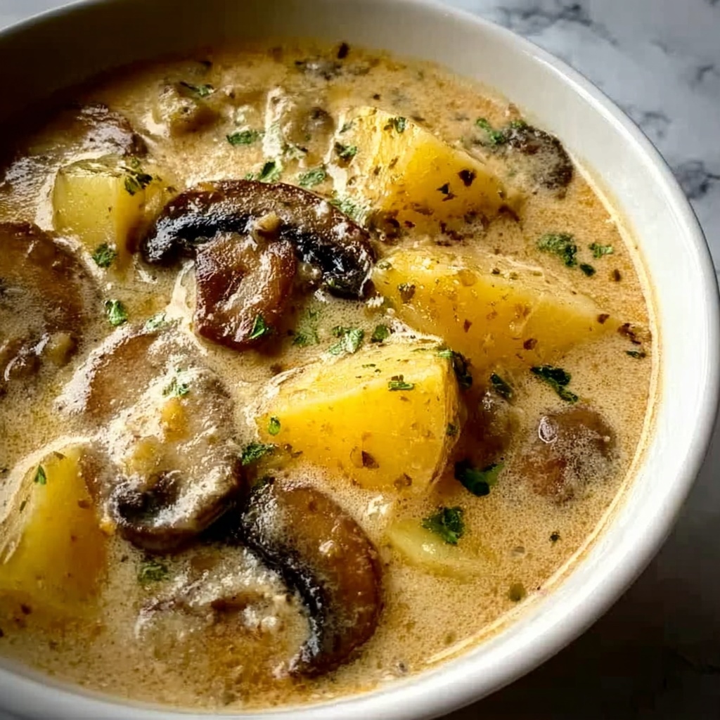Creamy Mushroom and Potato Soup Recipe - Recipe Image
