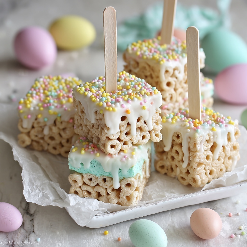 Chocolate-Dipped Easter Rice Krispie Treats Recipe - Recipe Image