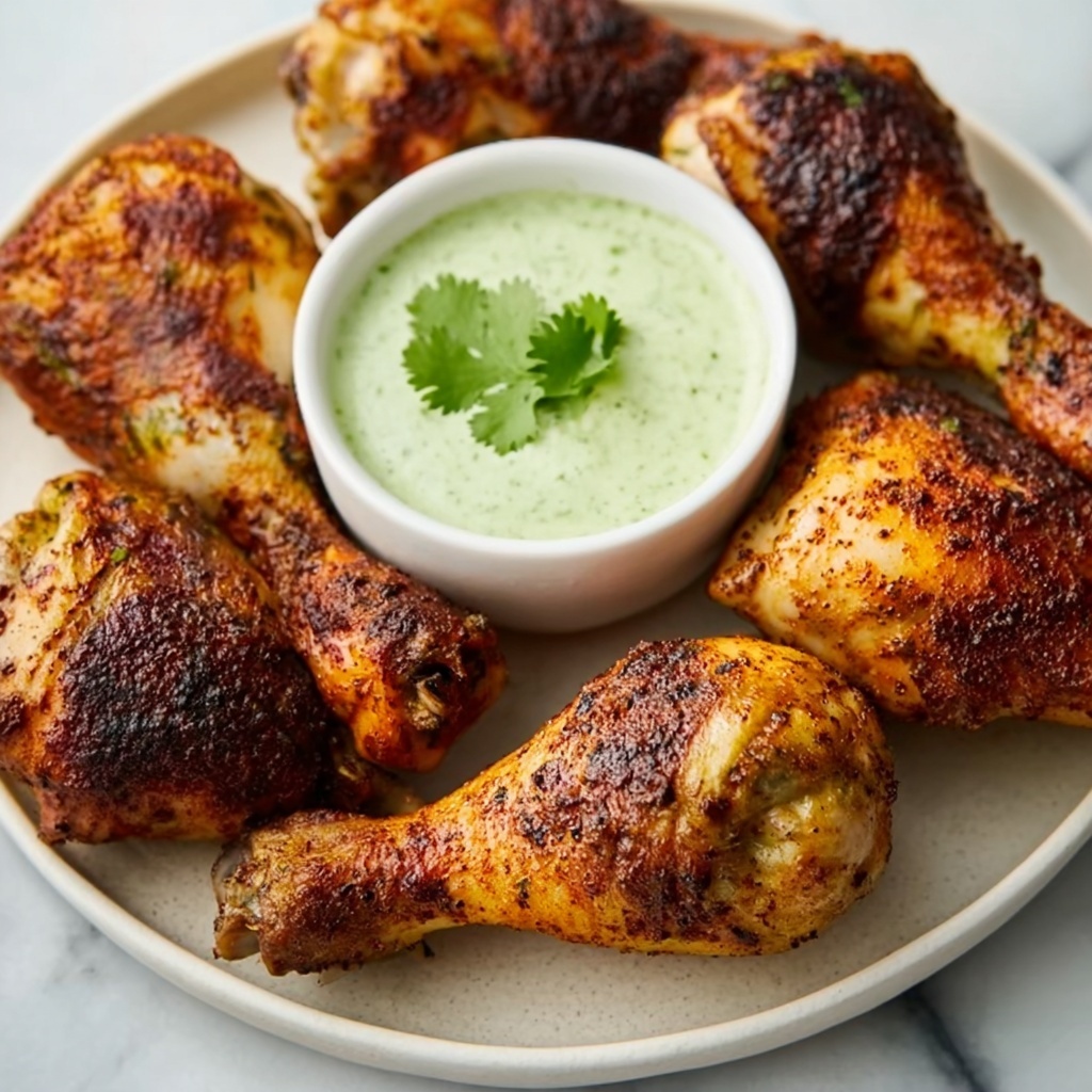 Peruvian-Style Roast Chicken with Green Cilantro Lime Sauce Recipe - Recipe Image