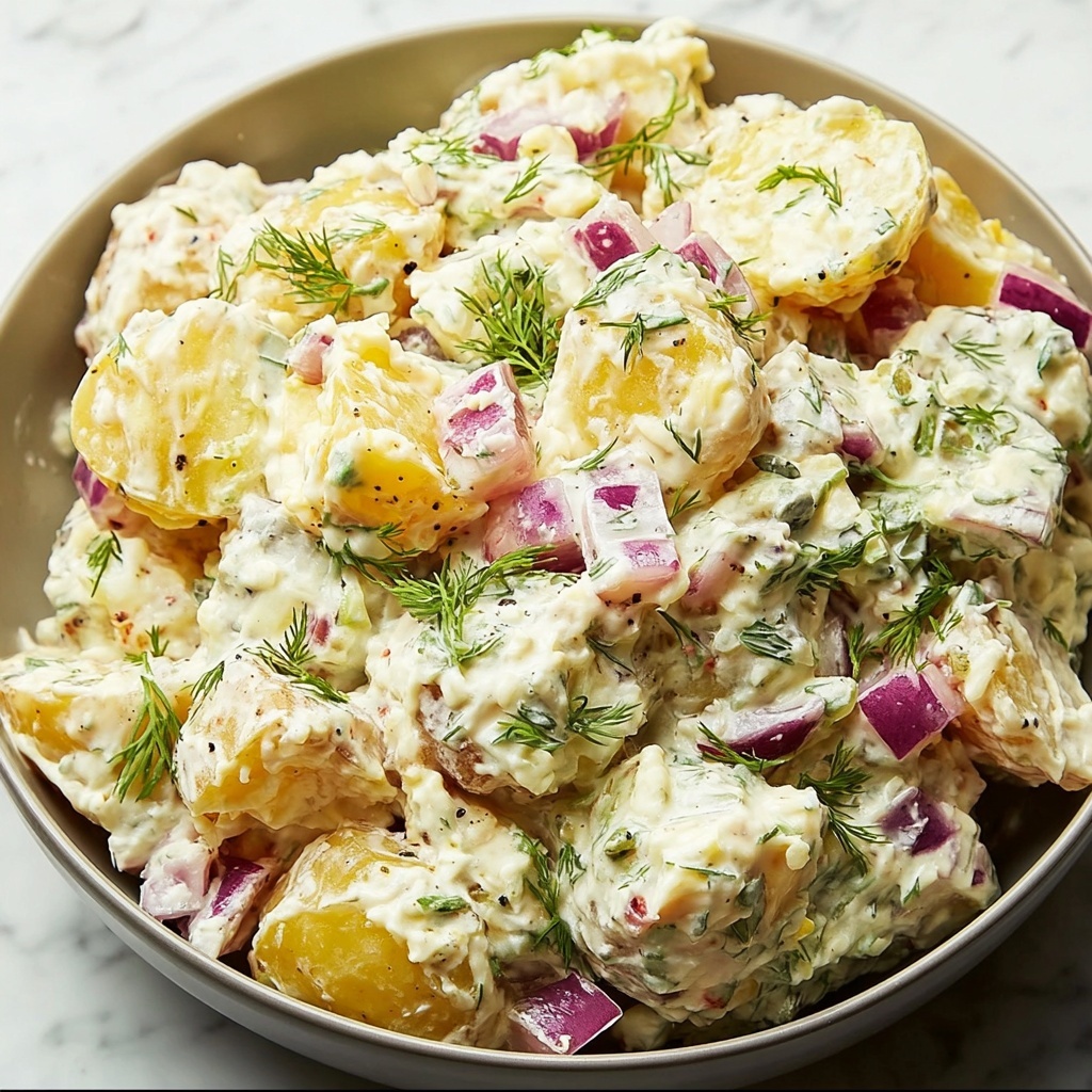 Smashed Roasted Potato Salad with Dill Pickles and Capers Recipe - Recipe Image