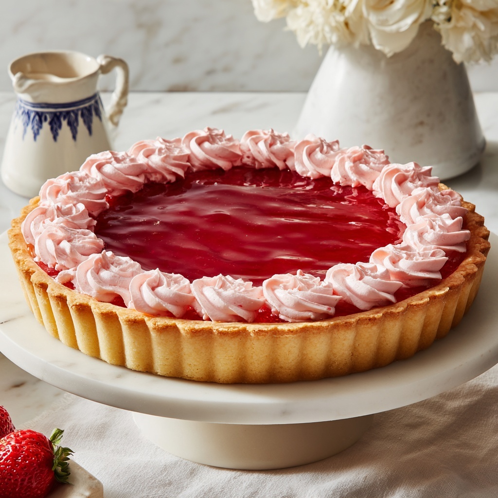Rhubarb and Strawberry Cream Tart with Strawberry Meringue Recipe - Recipe Image