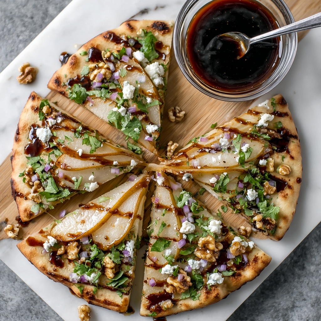 Pear, Walnut & Goat Cheese Flatbread with Honey Drizzle Recipe - Recipe Image