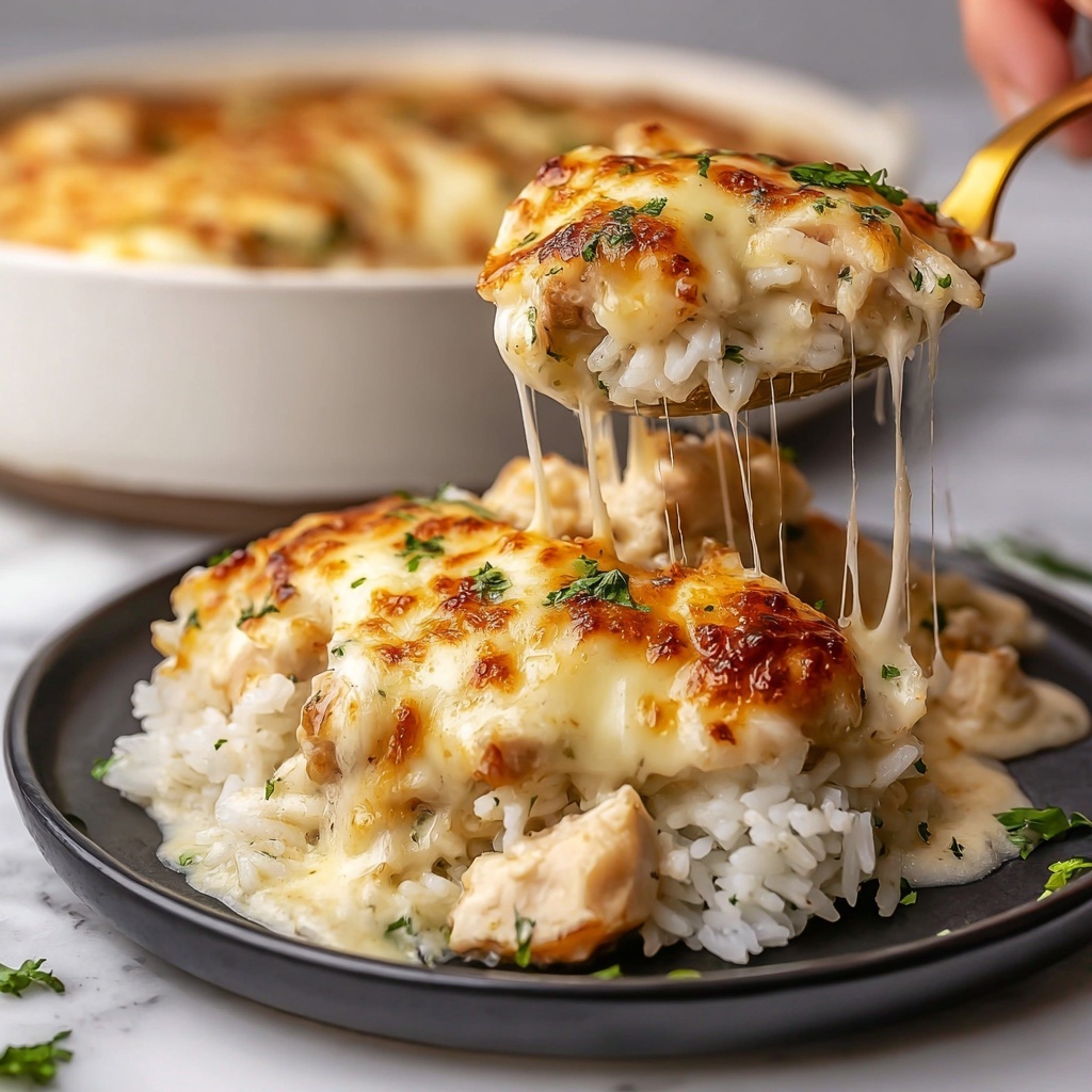 Cheesy Angel Chicken and Rice Casserole Recipe - Recipe Image