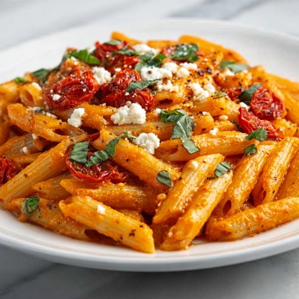 Roasted Red Pepper & Goat Cheese Penne Recipe - Recipe Image