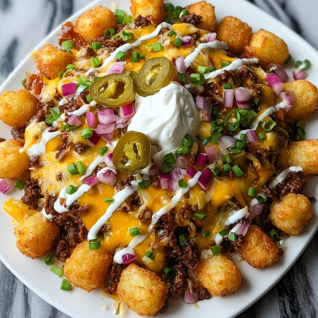 Loaded Cowboy BBQ Tater Tot Nachos Recipe - Recipe Image