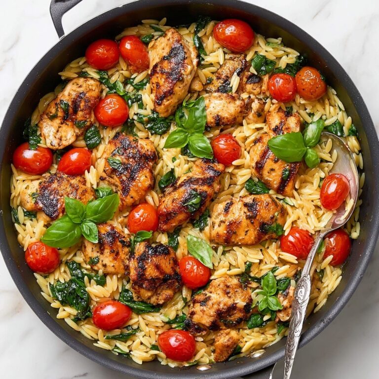 Creamy Chicken Orzo with Cherry Tomatoes and Spinach Recipe