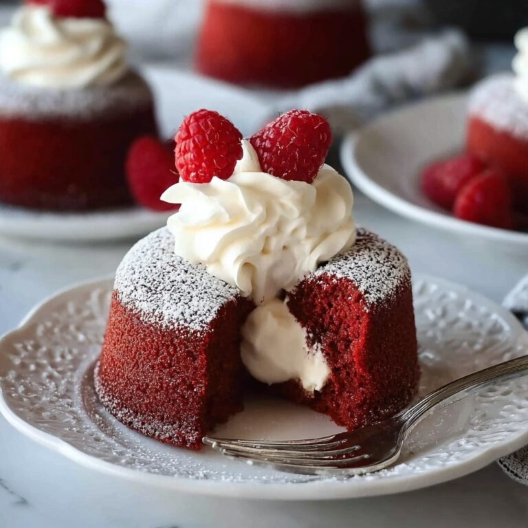 Irresistible Molten Red Velvet Cakes with Creamy Topping Recipe