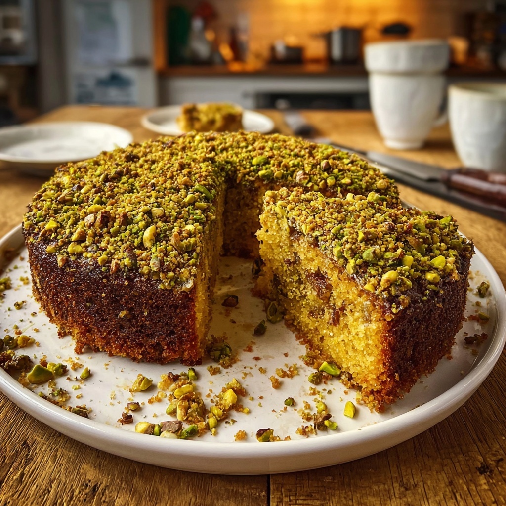 Orange Cardamom Date Cake with Pistachio Crust Recipe - Recipe Image