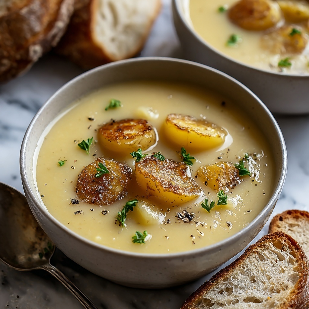 Hearty Cheddar Garlic Herb Potato Soup Recipe - Recipe Image