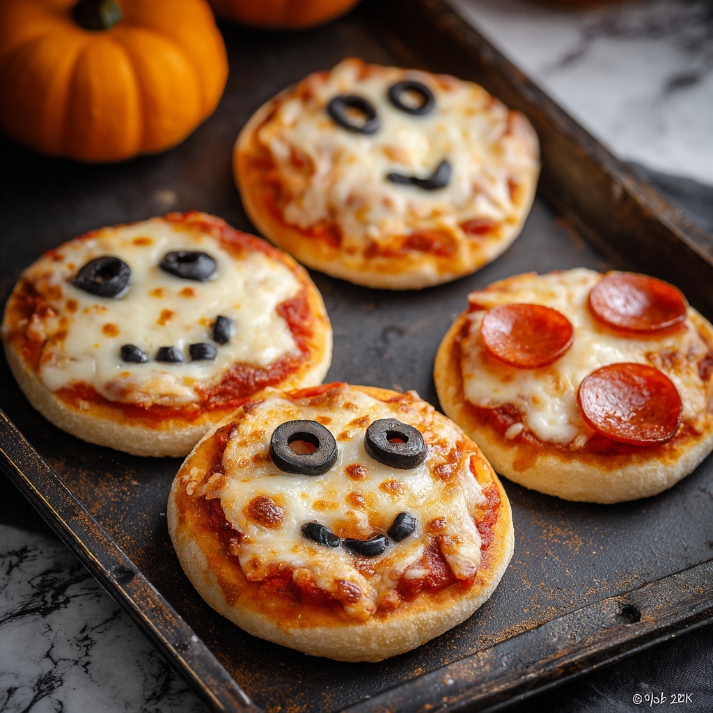 Easy Peasy Mini Halloween Pizzas Recipe - Recipe Image