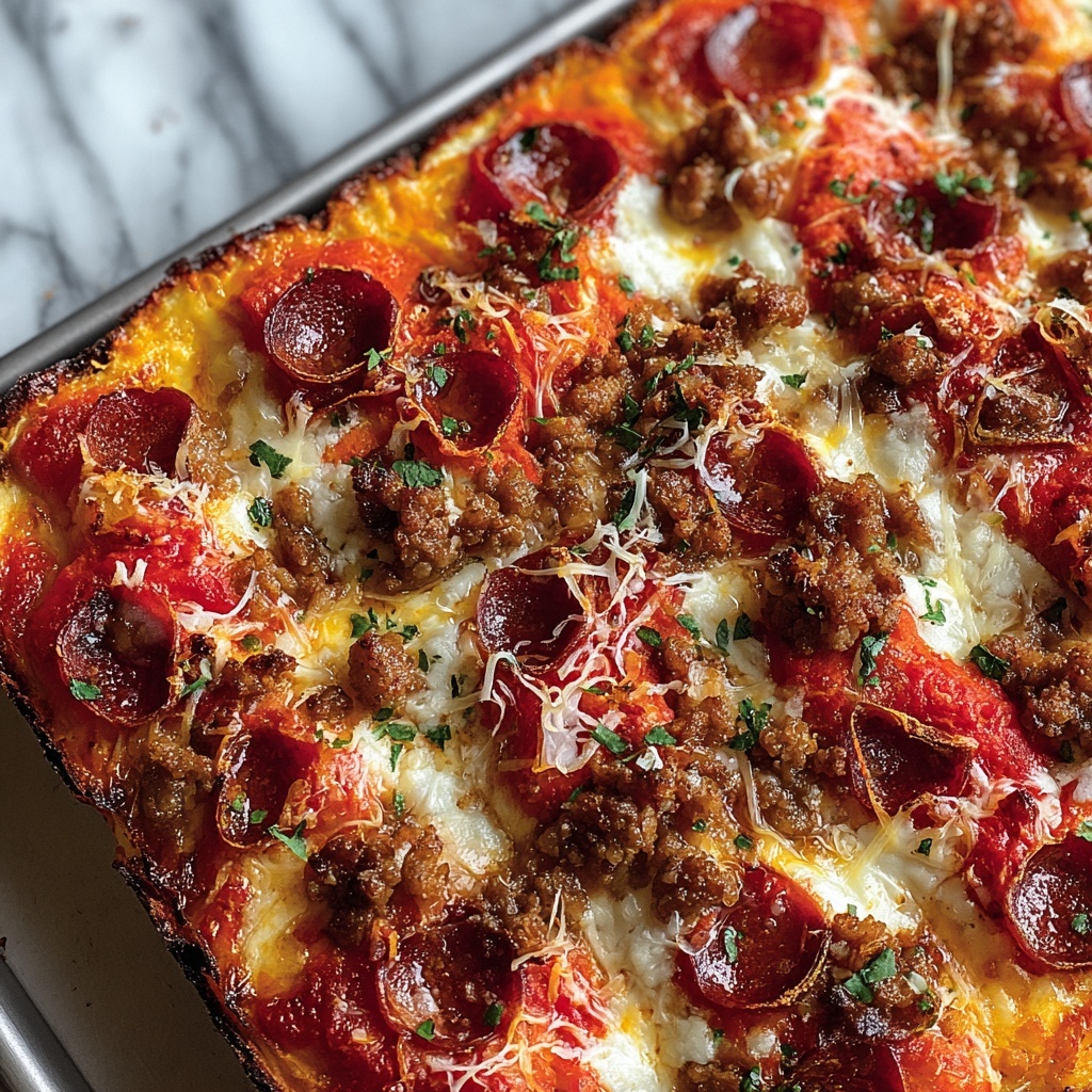 Meat Lovers Pizza Casserole Recipe - Recipe Image