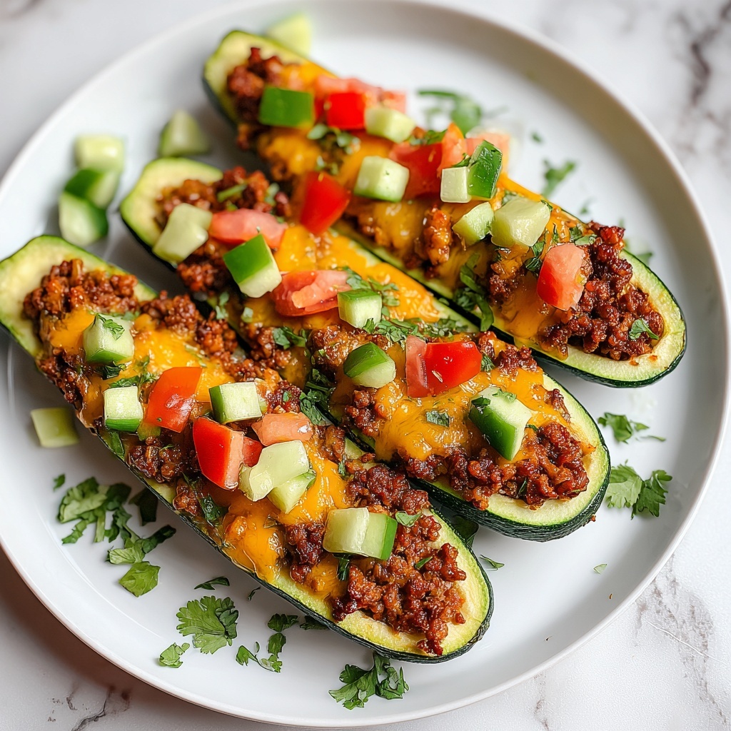 Ground Turkey Taco Stuffed Zucchini Boats Recipe - Recipe Image