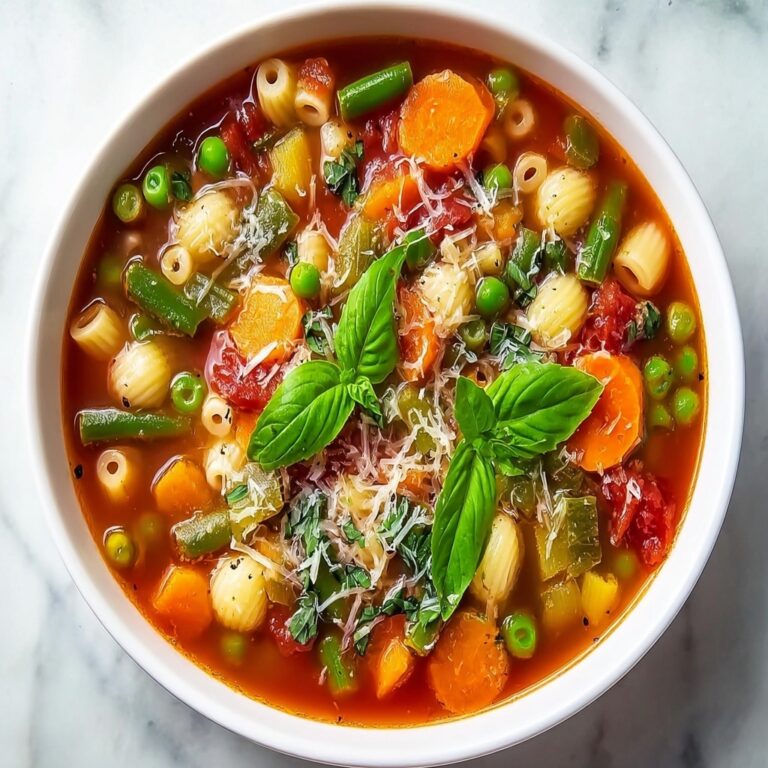 Hearty Vegetable Minestrone Soup with Pasta and Parmesan Recipe