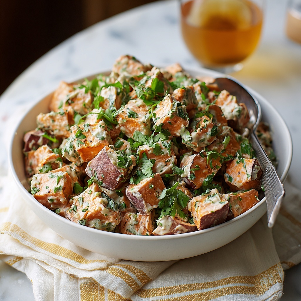 Sweet Potato Salad with Roasted Veggies and Apple Cider Vinaigrette Recipe - Recipe Image