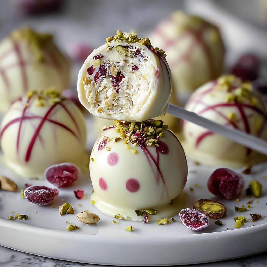 Cranberry Pistachio White Chocolate Truffles Recipe - Recipe Image