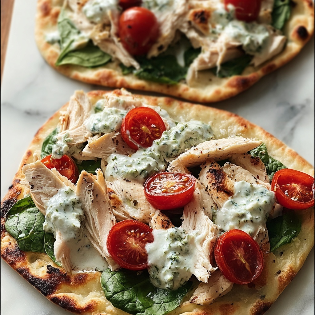 Tzatziki Chicken & Veggie Naan Pizza Recipe - Recipe Image