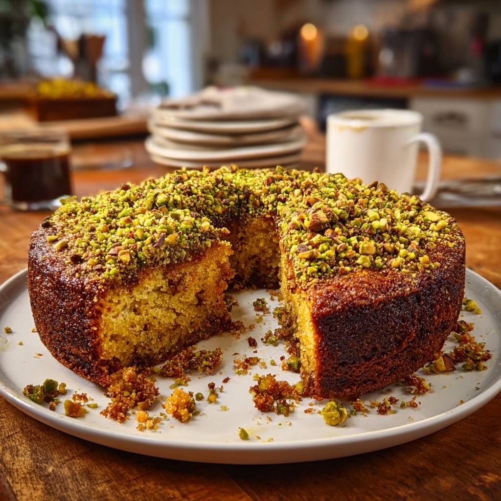 Orange Cardamom Date Cake with Pistachio Crust Recipe - Recipe Image