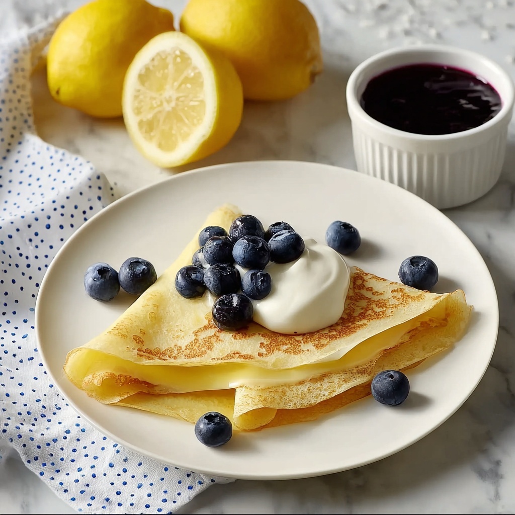 Lemon Blueberry Crepes with Fresh Blueberry Sauce Recipe - Recipe Image